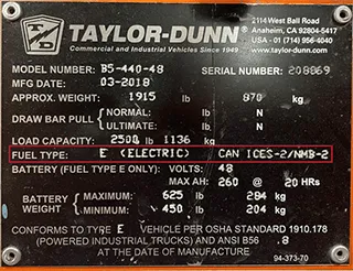 Personnel & burden carrier data plate