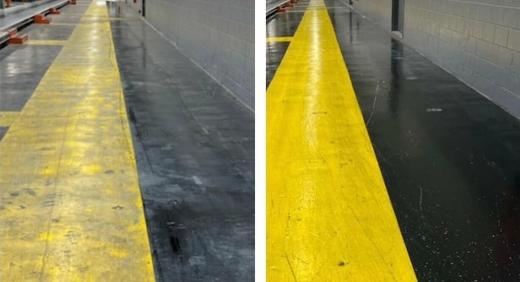 dirty warehouse floor compared to clean