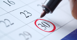 Calendar with date circled